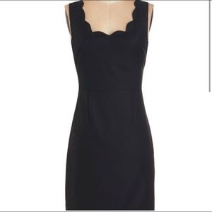Scalloped hem fitted Little black dress.